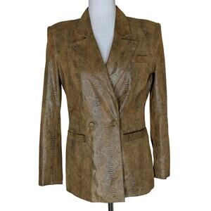 Vintage Caché Suede Tan Leather Snakeskin Jacket Blazer Lined Size 4 Western